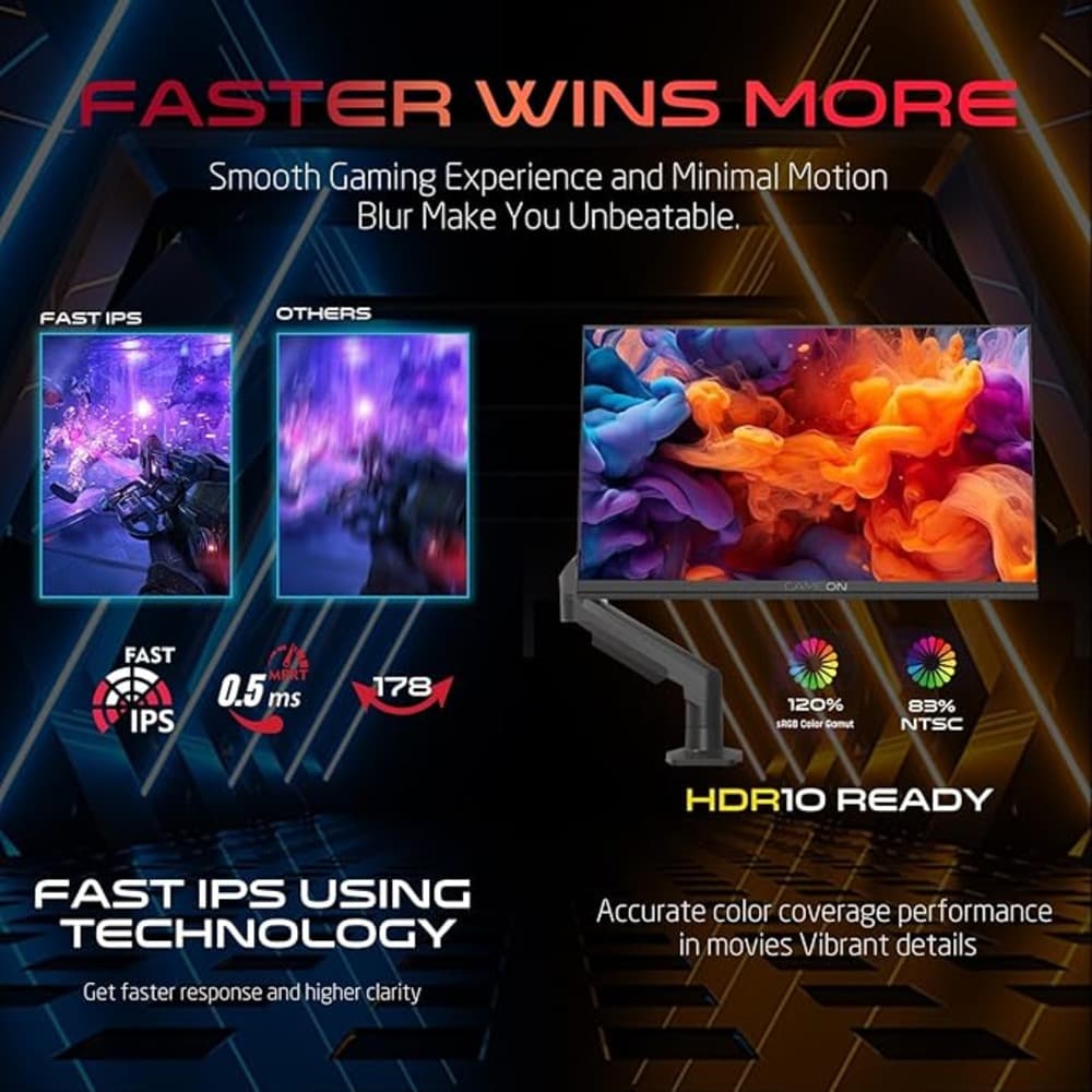 GAMEON GOM24FHD190IPSX Midnight Pro X Series 24 Inch FHD|190Hz|MPRT 0.5ms|Fast IPS Gaming Monitor Support PS5 with Stand|Black - Modern Electronics
