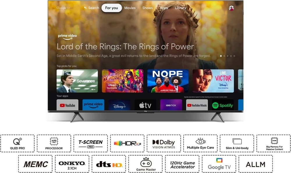 Buy TCL 65 Inch TV 4K QLED Pro Dolby Vision Atmos Onkyo 2.1CH Slim and Uni body Google TV 65C655 TCL Modern Electronics Modern Electronics