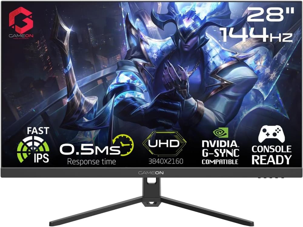 جيم اون شاشه مسطحة اي بي اس28 انش، 4K UHD، 144Hz، ام بي ار تي 0.5 مللي ثانية، اتش دي ام اي 2.1، HDR، اطار رفيع للغاية، وضع اضاءة زرقاء منخفضة، جي سينك ، بلاي ستيشن 5، اس - Modern Electronics