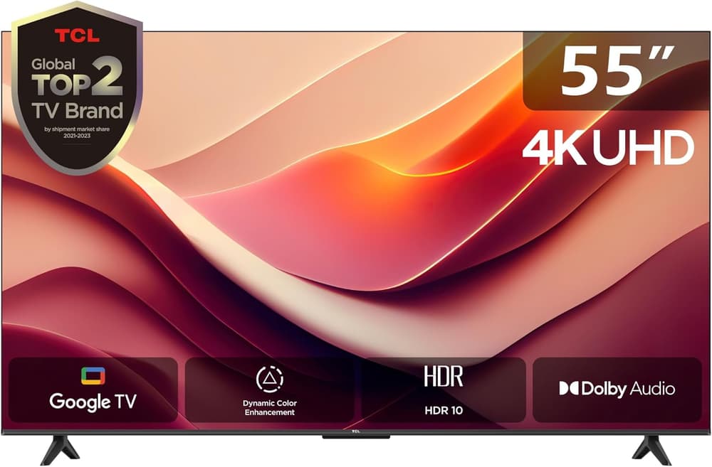 تلفزيون 55 بوصة بشاشة بدقة 4K UHD ونطاق ديناميكي عالي 10 من تي سي ال شاشة بدون حواف معدنية جوجل في 55P69B - Modern Electronics