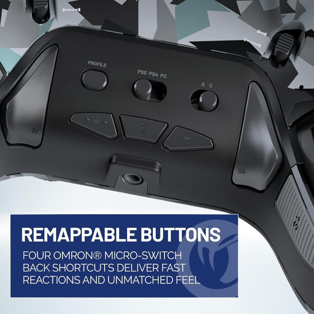 Nacon Revolution 5 Pro Officially Licensed PlayStation Wireless Gaming Controller for PS5 / PS4 / PC - Hall Effect, Trigger Stops, Mappable Buttons, Bluetooth Audio - Arctic Camo - Modern Electronics