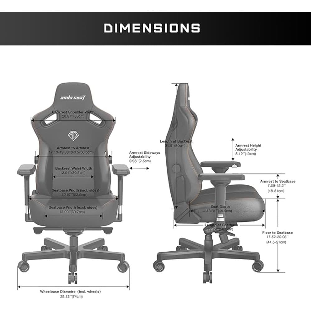 Andaseat Kaiser 3 Large Premium Ergonomic Gaming and Office Chair with Magnetic Memory Foam Neck Pillow Support|Fabric Gray - Modern Electronics
