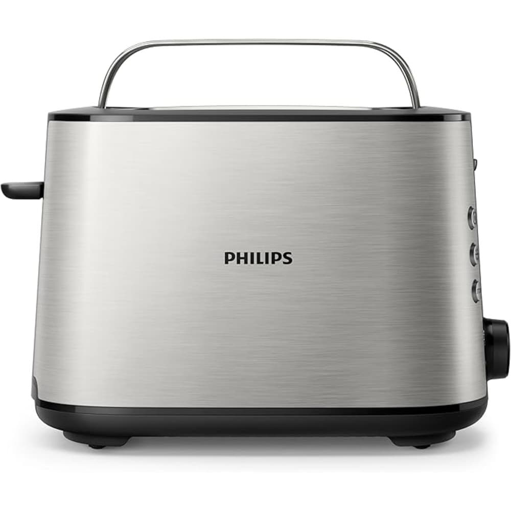 Philips Toaster|950W|Bun Warmer|8 Settings|Auto-shut Off|Two Wide Slots|Stainless Metal/Black - Modern Electronics