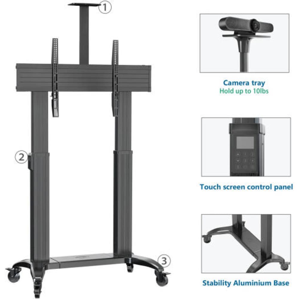 NB TW100 Support TV Size 75-110 inch Motorized Heavy Duty Pro Mobile Cart - Modern Electronics