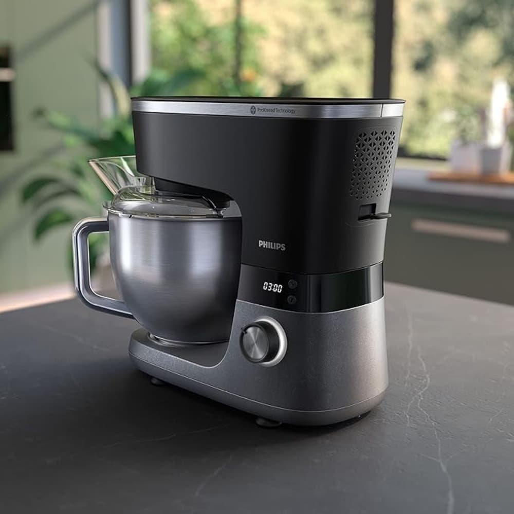 Philips Kitchen Machine|1000W |With 4 Accessories including 5.5L Bowl|Whisk|Beater and Hook|8 Speed Settings |Black  - Modern Electronics
