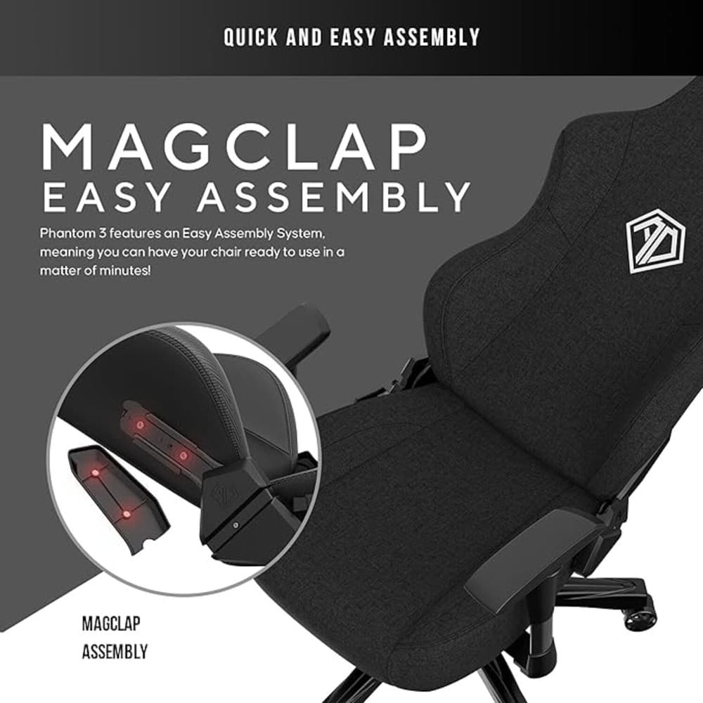 Andaseat Phantom 3 Gaming Chair L | Fabric Black - Modern Electronics