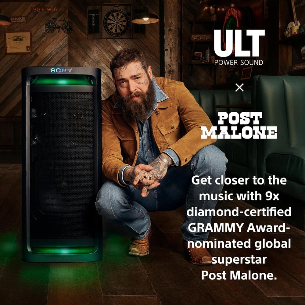 Sony ULT Tower 9 Bluetooth Karaoke Party Speaker with Powerful Bass, 360 Sound and Party Lights, 25 Hour Battery, and Convenient Carrying Handle and Wheels - Modern Electronics