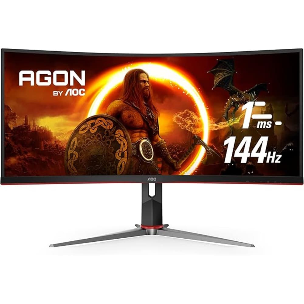 AOC CU34G2XP 34 Inch Wide QHD Curved Gaming Monitor|180Hz|1ms|VA|Black/Red - Modern Electronics