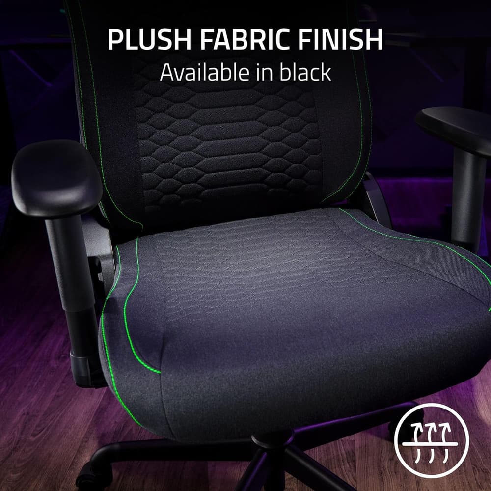 Razer Iskur V2 X Ergonomic Gaming Chair: Built-in Lumbar Support, Widened Seat Base, High Density Foam Cushions, Adjustable 152 Degree Recline, 2D Armrests, Plush Fabric Finish - Black - Modern Electronics