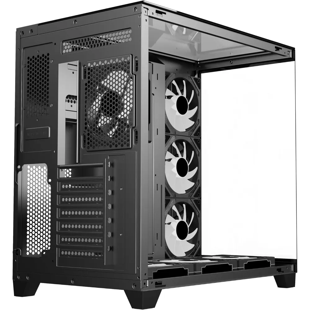شاركس بروفين صندوق كمبيوتر العاب ايه تي اكس مين تاور (GX700-B) |7 مراوح ARGB مثبتة مسبقا 120 ملم| وحدة تحكم| زجاج مقسى | أسود - Modern Electronics