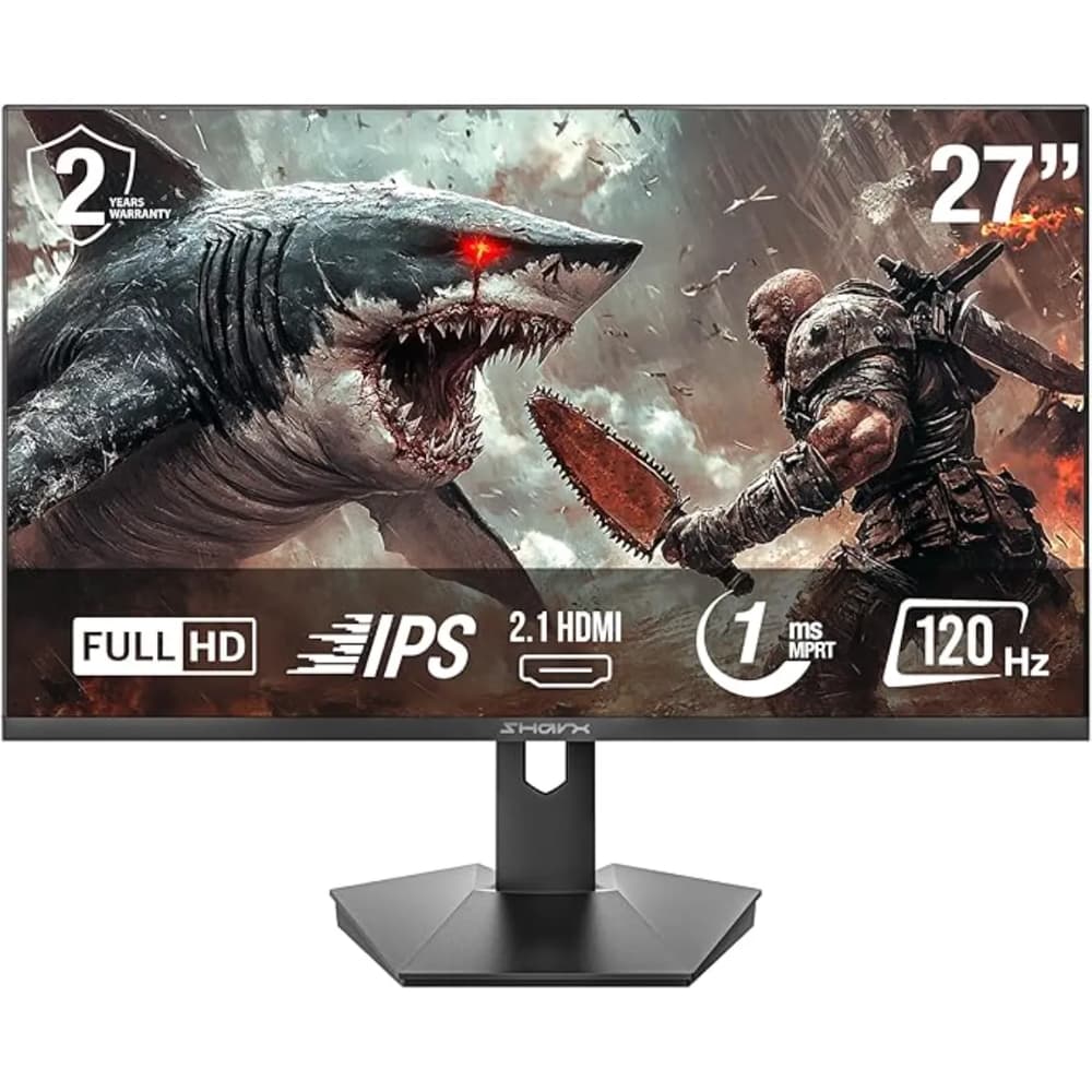 SHARX Gaming Monitor 27 inch|120Hz Refresh Rate|1ms (MPRT) Response Time|Flat IPS|FHD| 2.1HDMI|Fixed Stand|2W Speaker|Free Sync|G-Sync Compatible - Modern Electronics