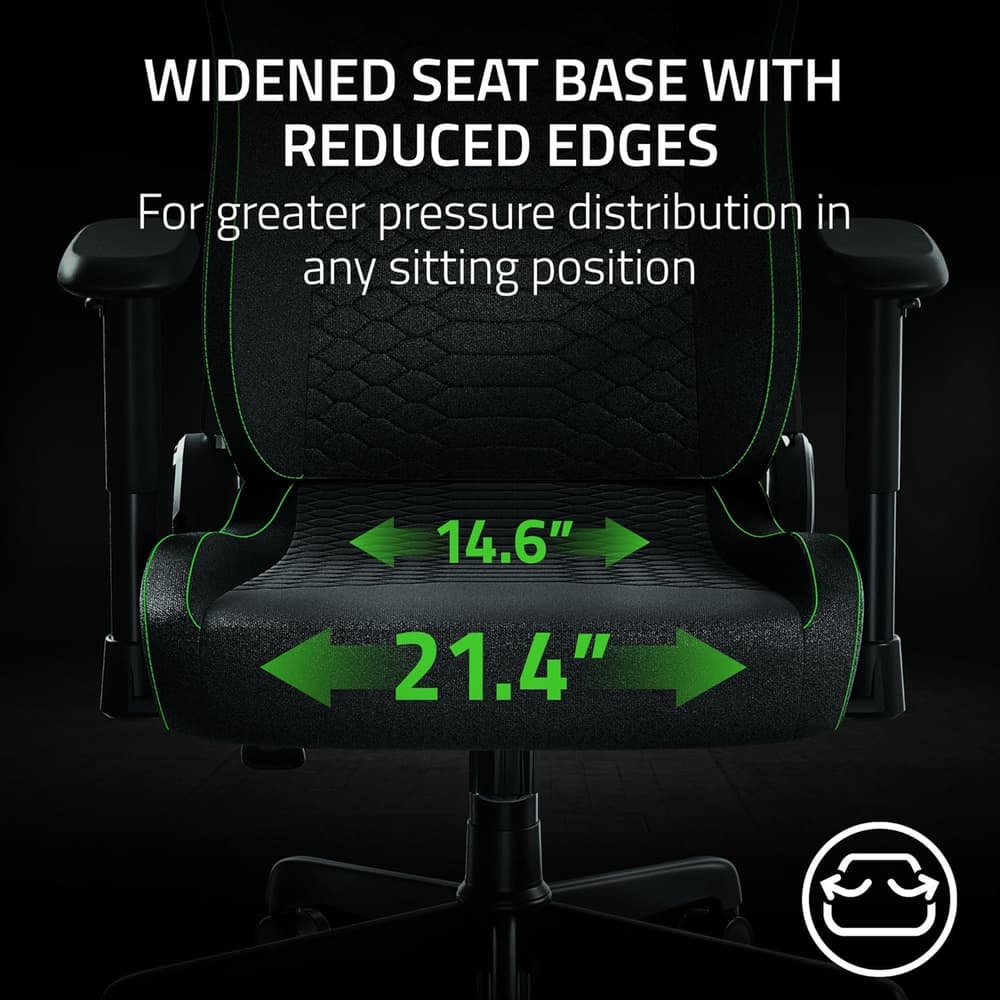 Razer Iskur V2 X Ergonomic Gaming Chair: Built-in Lumbar Support, Widened Seat Base, High Density Foam Cushions, Adjustable 152 Degree Recline, 2D Armrests, Plush Fabric Finish - Black - Modern Electronics