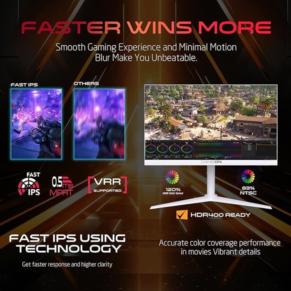 GAMEON GOA27QHD180IPS Artic Pro Series 27Inch QHD|180Hz|MPRT 0.3ms|Fast IPS Gaming Monitor Support PS5|White - Modern Electronics