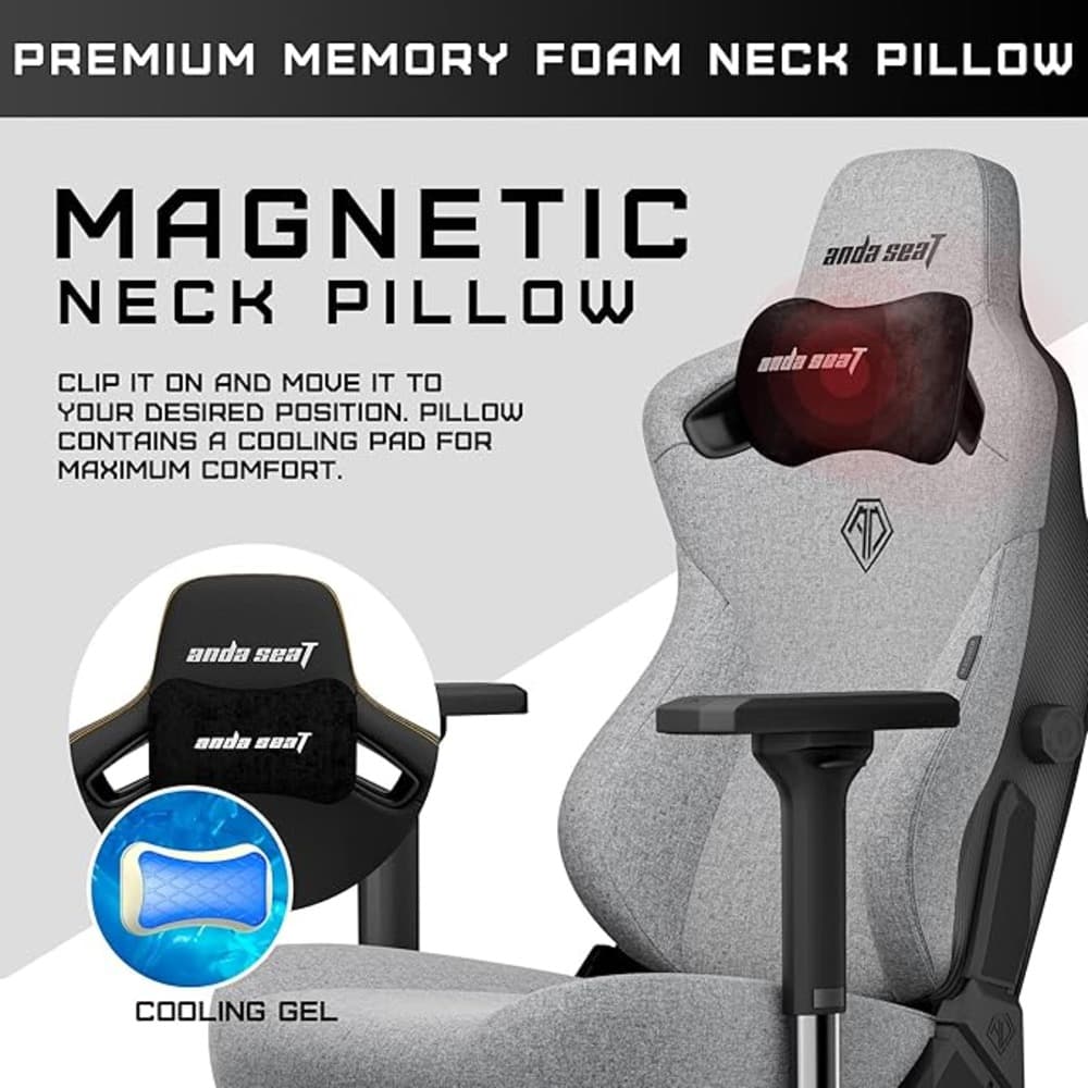 Andaseat Kaiser 3 Large Premium Ergonomic Gaming and Office Chair with Magnetic Memory Foam Neck Pillow Support|Fabric Gray - Modern Electronics