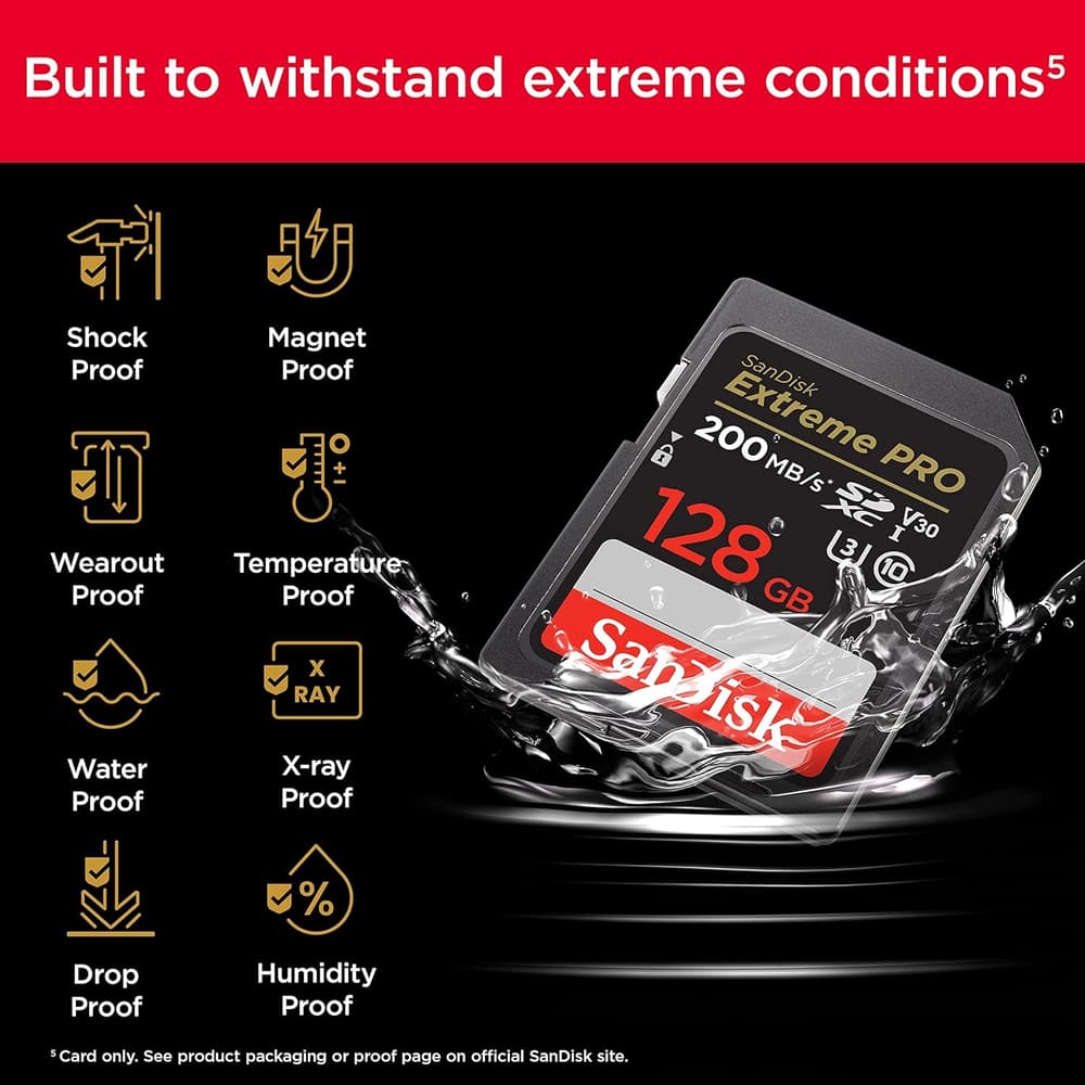 SanDisk 128GB Extreme PRO SDXC UHSI Memory Card C10 U3 V30 4K UHD SD Card | SDSDXXD-128G-GN4IN - Dark gray - Modern Electronics