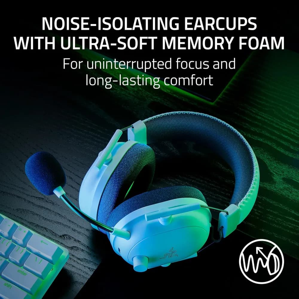 Razer BlackShark V2 Pro Wireless PlayStation Gaming Headset |HyperClear Super Wideband Mic Noise Isolating Earcups|for PS5 |Console |PC |Mac |Bluetooth |70 Hr Battery | White - Modern Electronics