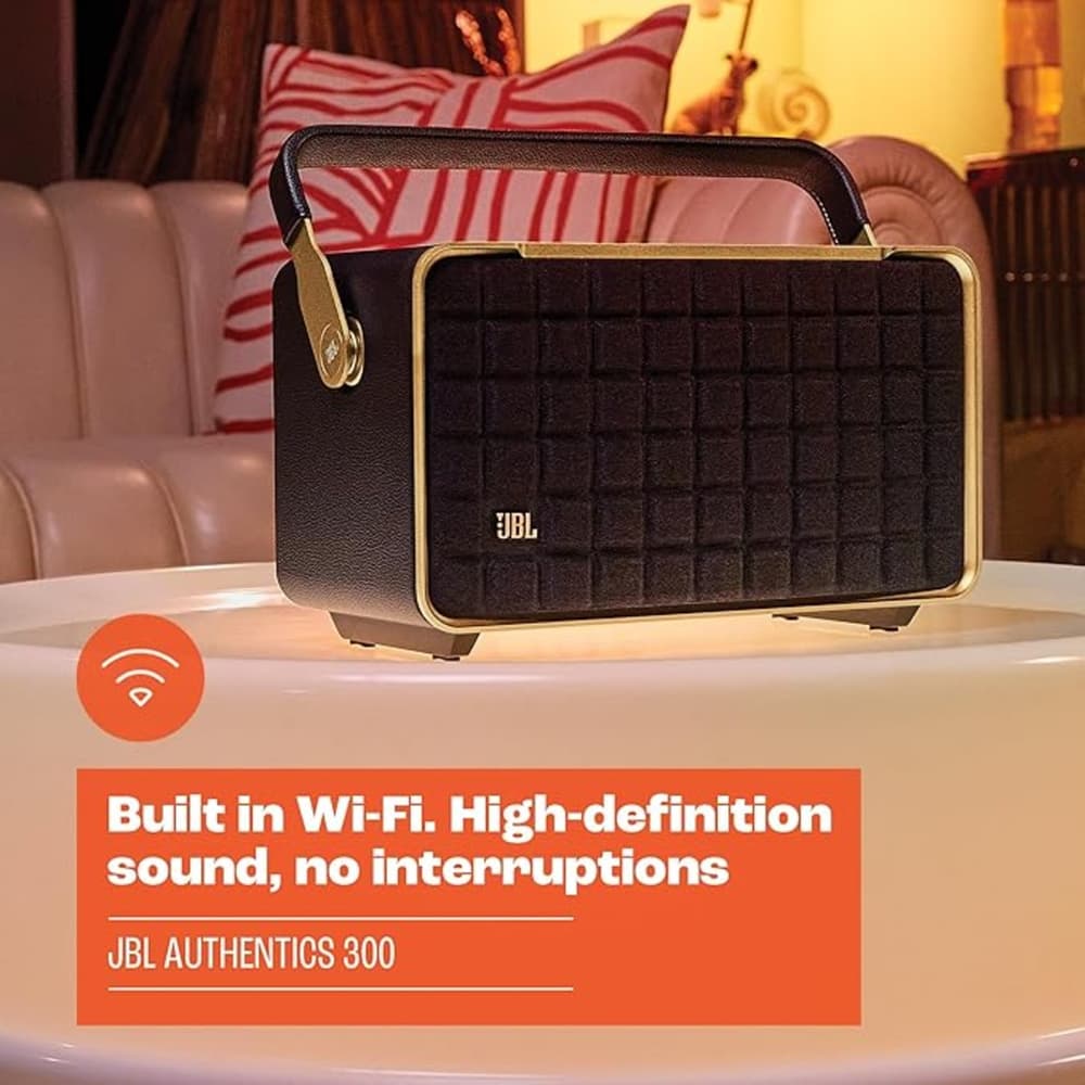 JBL Authentics 300 |Wireless Home Speaker |Music Streaming Services via Wi-Fi |Built-in Alexa & Google Assistant |Black - Modern Electronics