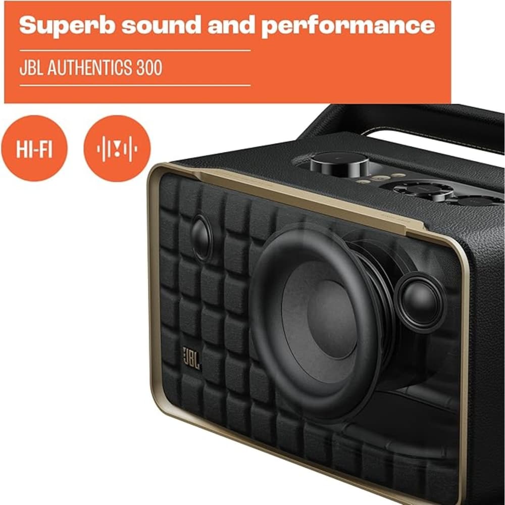 JBL Authentics 300 |Wireless Home Speaker |Music Streaming Services via Wi-Fi |Built-in Alexa & Google Assistant |Black - Modern Electronics