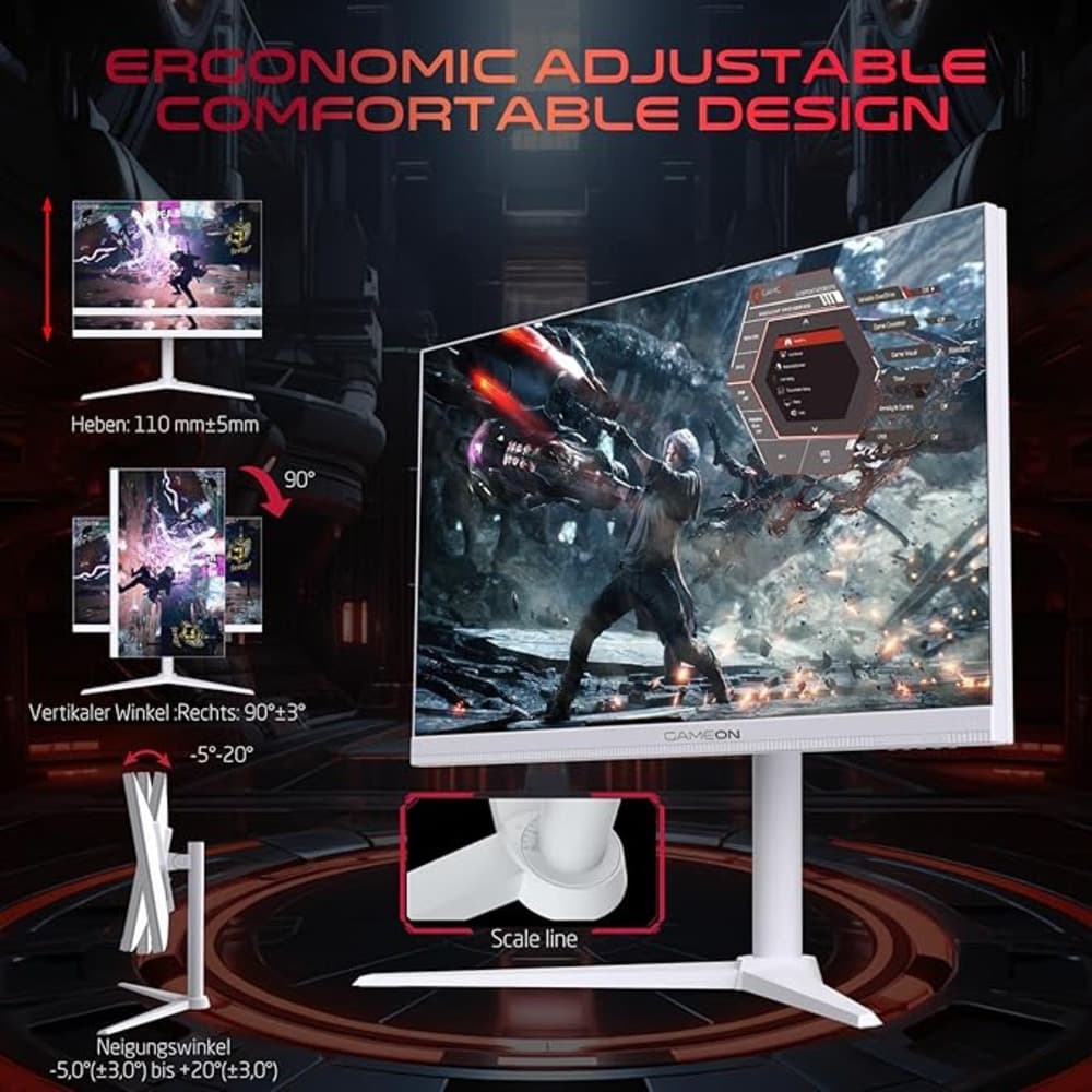 GAMEON GOA27QHD180IPS Artic Pro Series 27Inch QHD|180Hz|MPRT 0.3ms|Fast IPS Gaming Monitor Support PS5|White - Modern Electronics