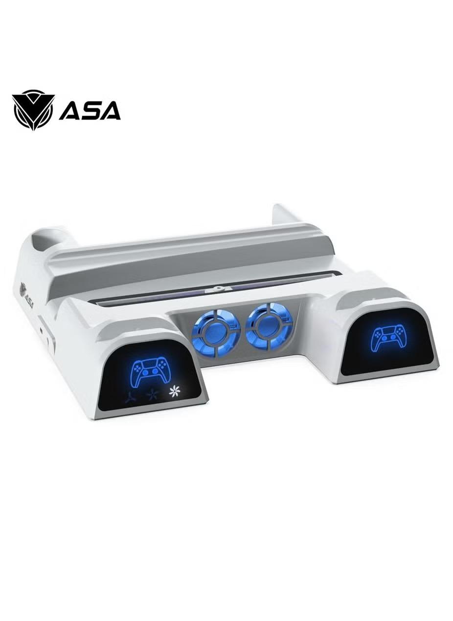 ASA PS5 Stand with 2 Cooling Fans | Dual Fast Charging Station for PS5 Console with Game Storage PS5 Accessories Vertical Stand - Modern Electronics