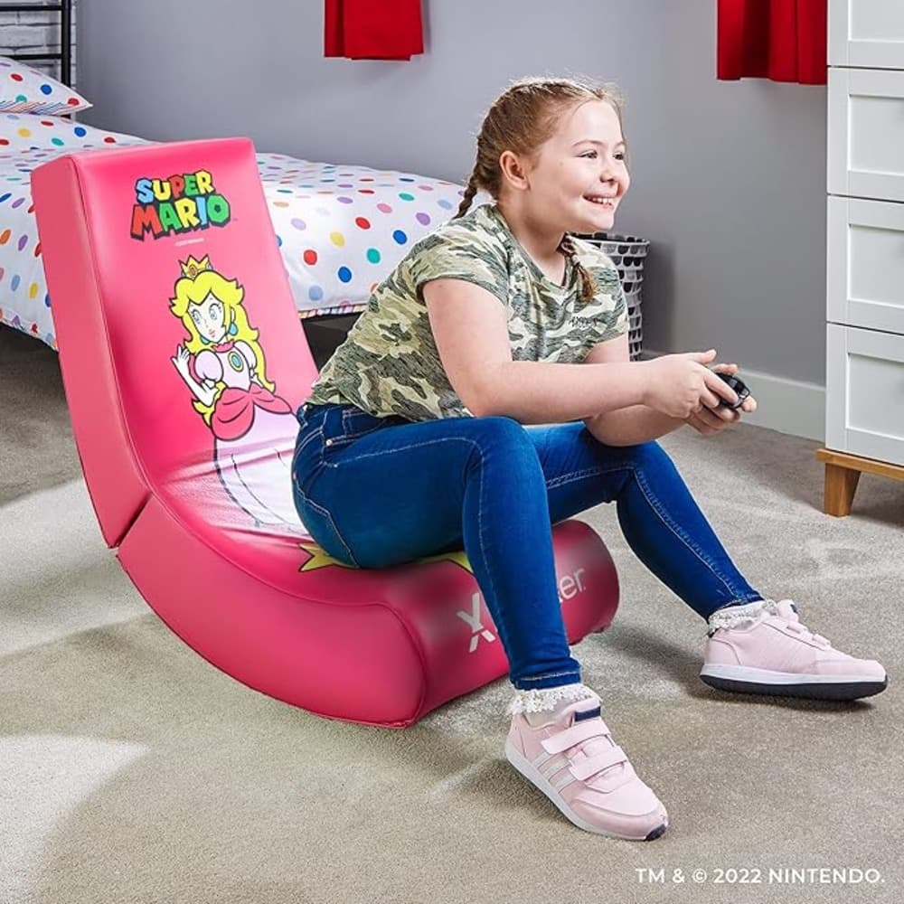 X Rocker Super Mario All-Star Floor Rocker Peach| Nintendo Gaming Chair|foldable|Faux Leather|Pink - Modern Electronics