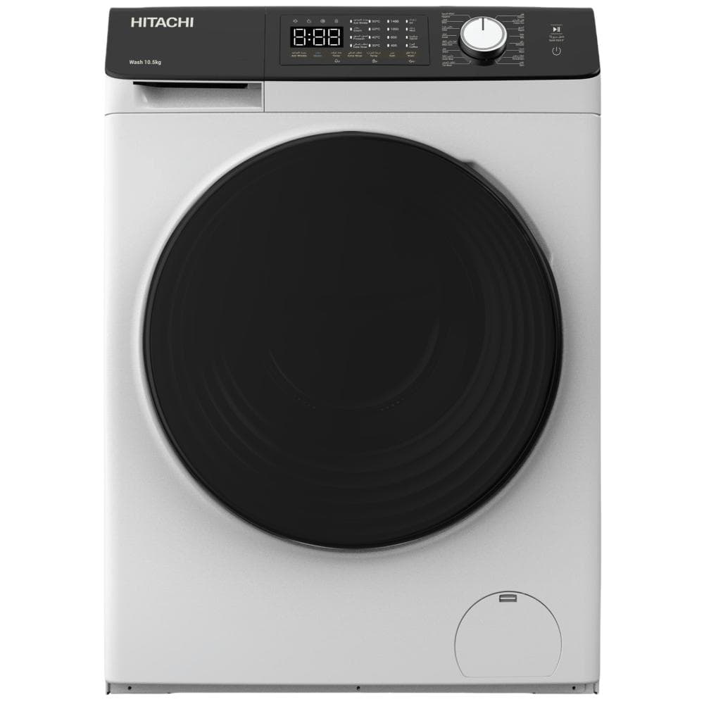 Hitachi Front Load Washing Machine|10.5KG|16 Prog |1400 RPM |Inverter| White - Modern Electronics