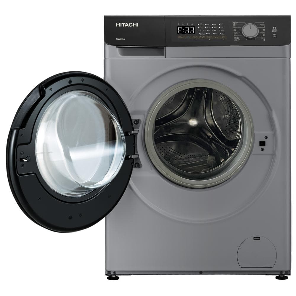 Hitachi Front Load Washing Machine|8KG |16 Prog |1200 RPM |Inverter |Silver - Modern Electronics