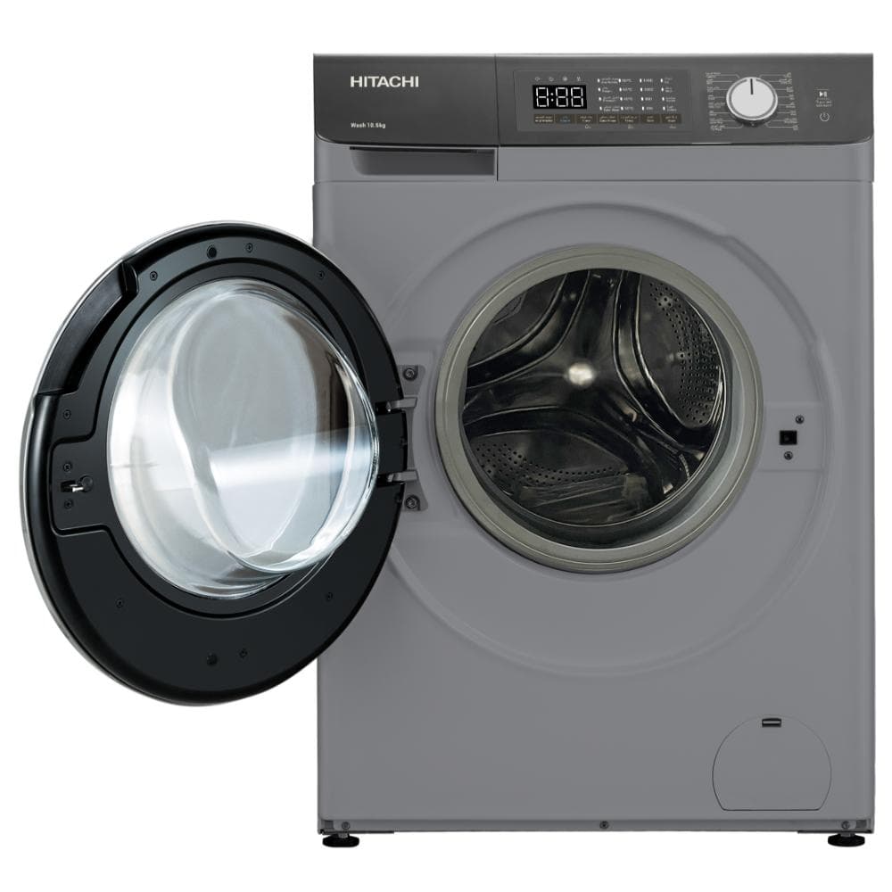Hitachi Front Load Washing Machine|10.5KG|16 Prog |1400 RPM| Inverter| Silver - Modern Electronics