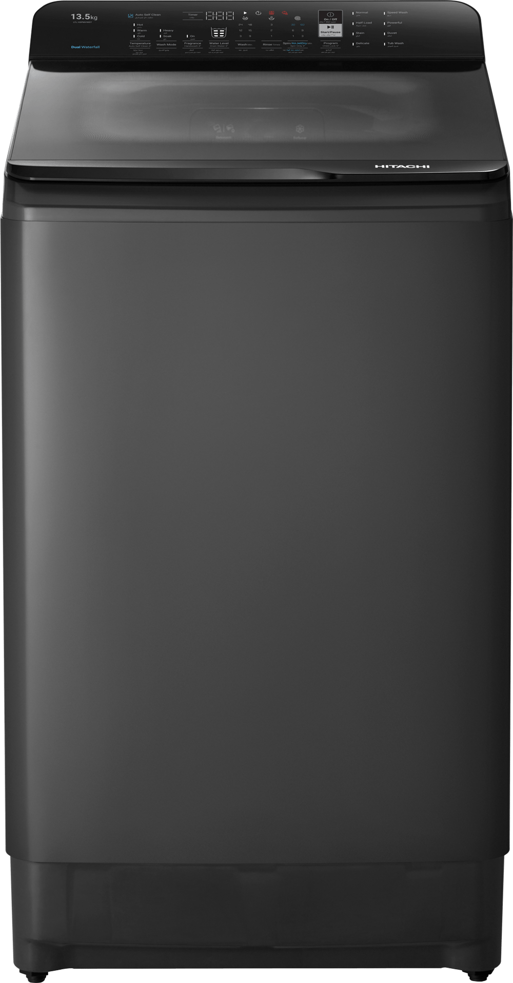 Hitachi 10.5KG Top Load Washing Machine | Fully Automatic | Dual Waterfall | Air Jet Dry | Hand Wash Mode | Auto Self Clean - Dark gray - Modern Electronics