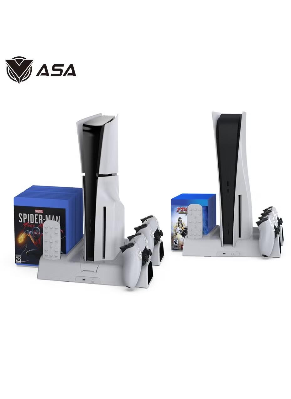 ASA PS5 Stand with 2 Cooling Fans | Dual Fast Charging Station for PS5 Console with Game Storage PS5 Accessories Vertical Stand - Modern Electronics