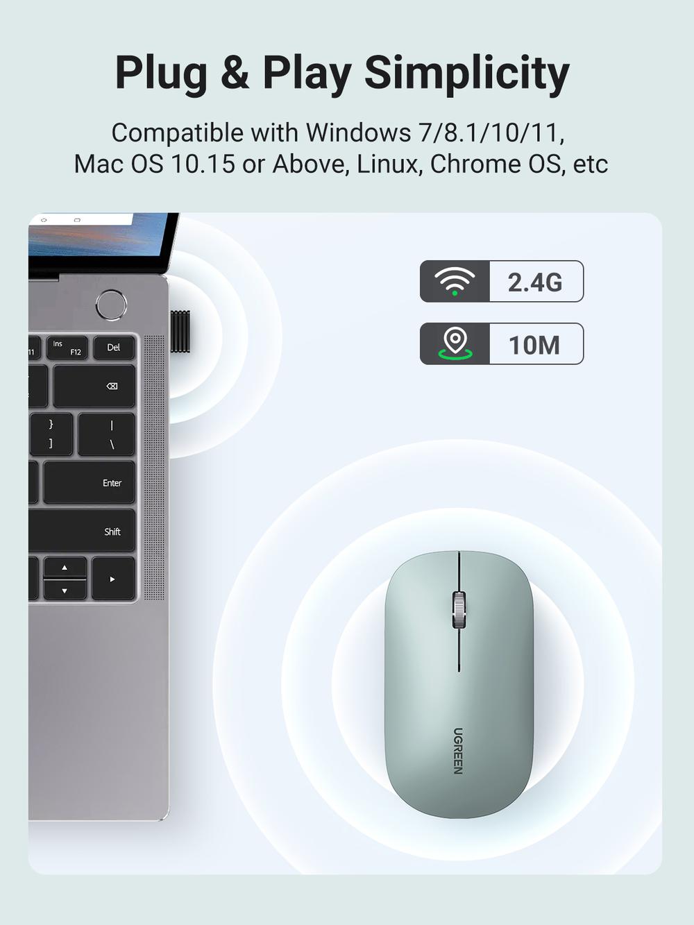 UGREEN Portable Wireless Mouse |Green - Modern Electronics