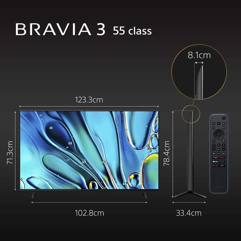 تلفزيون سوني برافيا 3 |  55 بوصة |معالج X1 4K HDR | بنظام جوجل / موديل 2024 - Modern Electronics