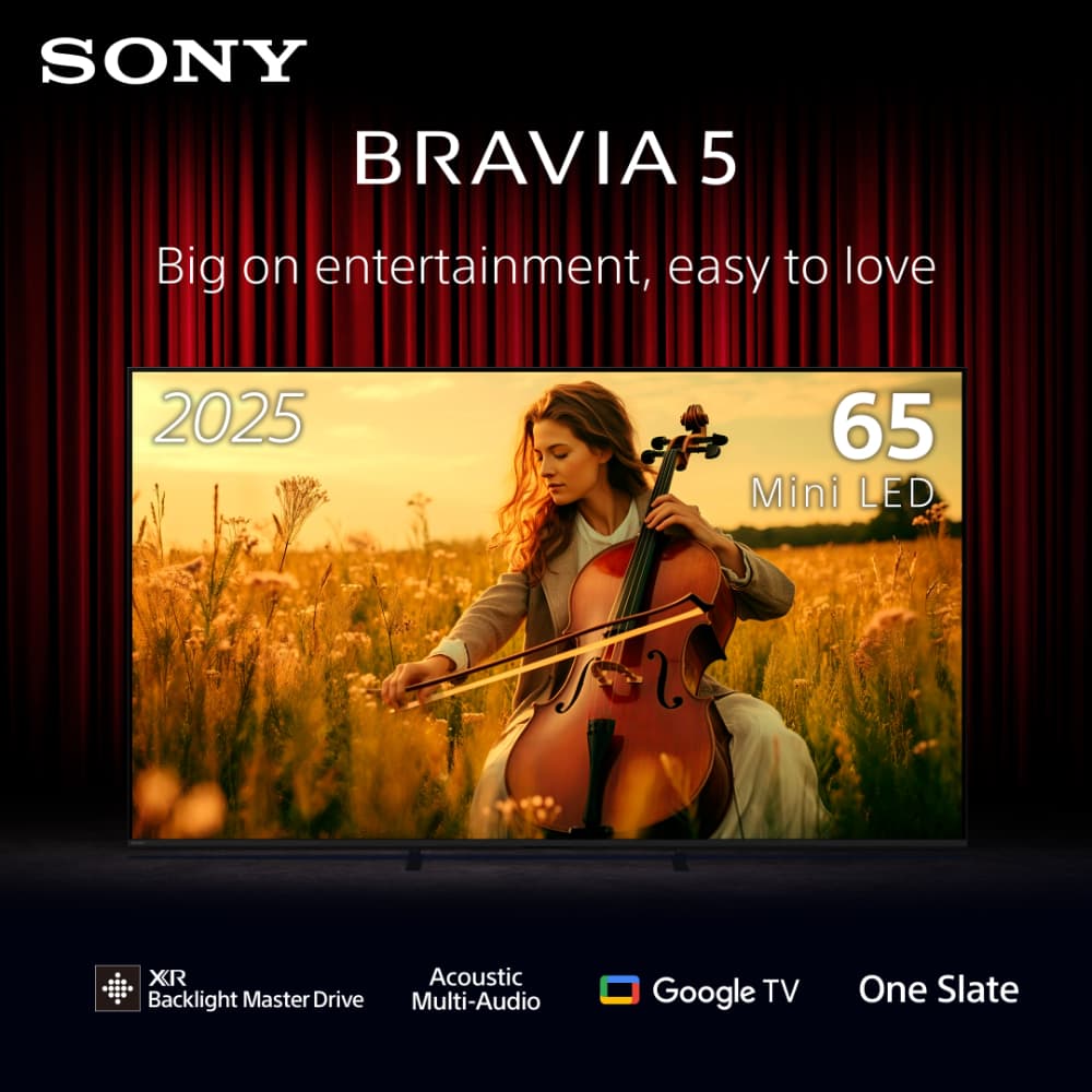سوني | BRAVIA 5 | ‏95 بوصة | ‏XR Processor | ‏Mini LED | ‏4K بوضوح عالٍ فائق | نطاق ديناميكي عالٍ (HDR) | تلفزيون ذكي (Google TV) واحصل على سماعة شريطية موديل BRAVIA Theatre BAR 8 وصبووفر موديل SA-SW3 ومكبرات صوت خلفية موديل SA-RS3S - Modern Electronics