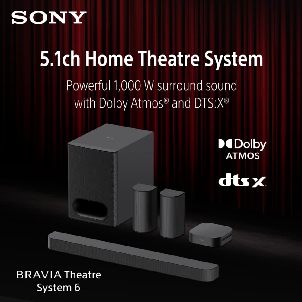 BRAVIA Theatre System 6 HT-S60 | نظام مسرح منزلي 5.1 قناة | إجمالي خرج القدرة 1000 واط | Dolby Atmos®/DTS:X® - Modern Electronics