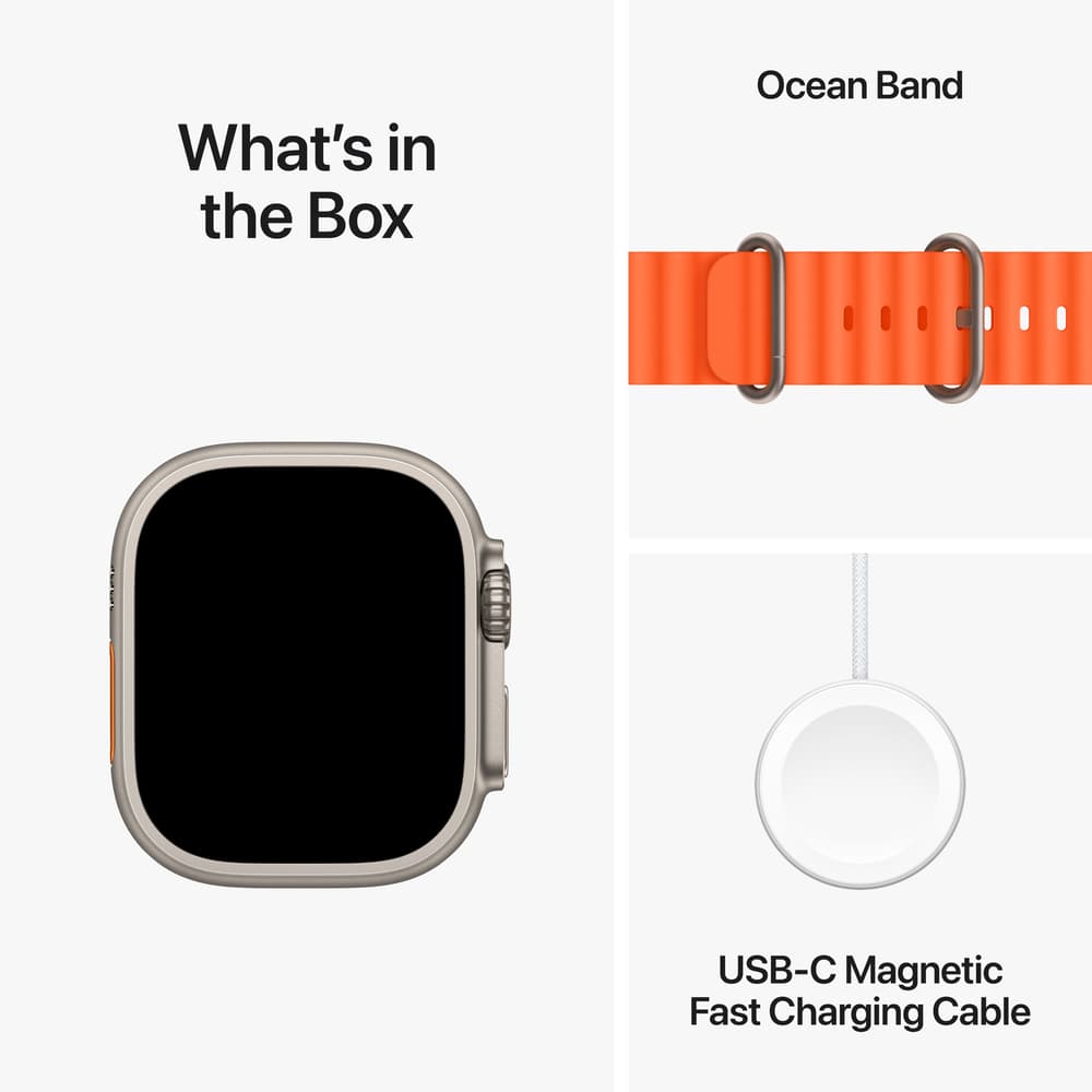 Apple Watch Ultra 2 GPS + Cellular, 49mm Titanium Case with Orange Ocean Band - Modern Electronics