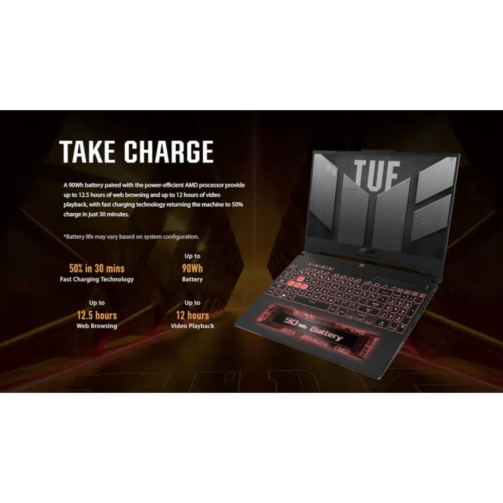 لابتوب Asus TUF Gaming بشاشة 15.6 بوصة، معالج Ryzen 7 6800H، ذاكرة 16GB، تخزين SSD 512GB، بطاقة رسوميات RTX3070M، Windows 11 - Modern Electronics