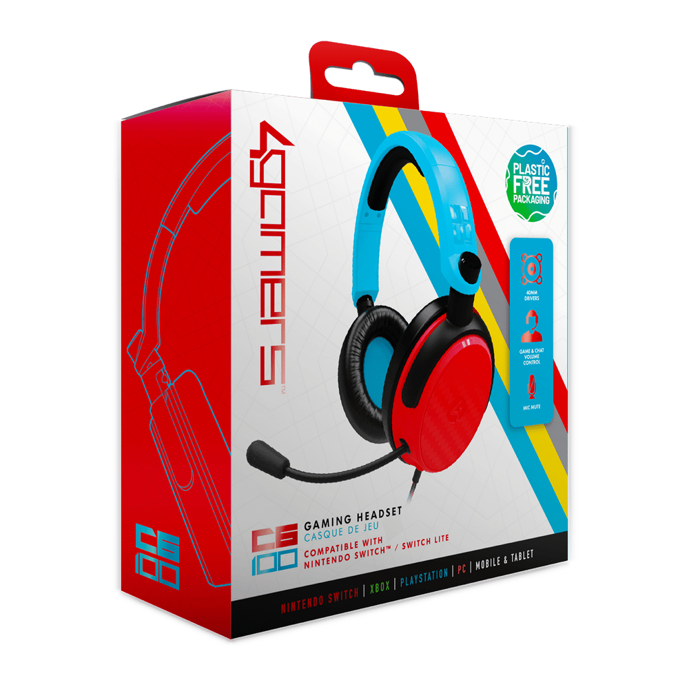 4Gamers C6-100 Gaming Headset for Switch|XBOX|PS4/PS5|PC|Neon Blue/Red  - Modern Electronics