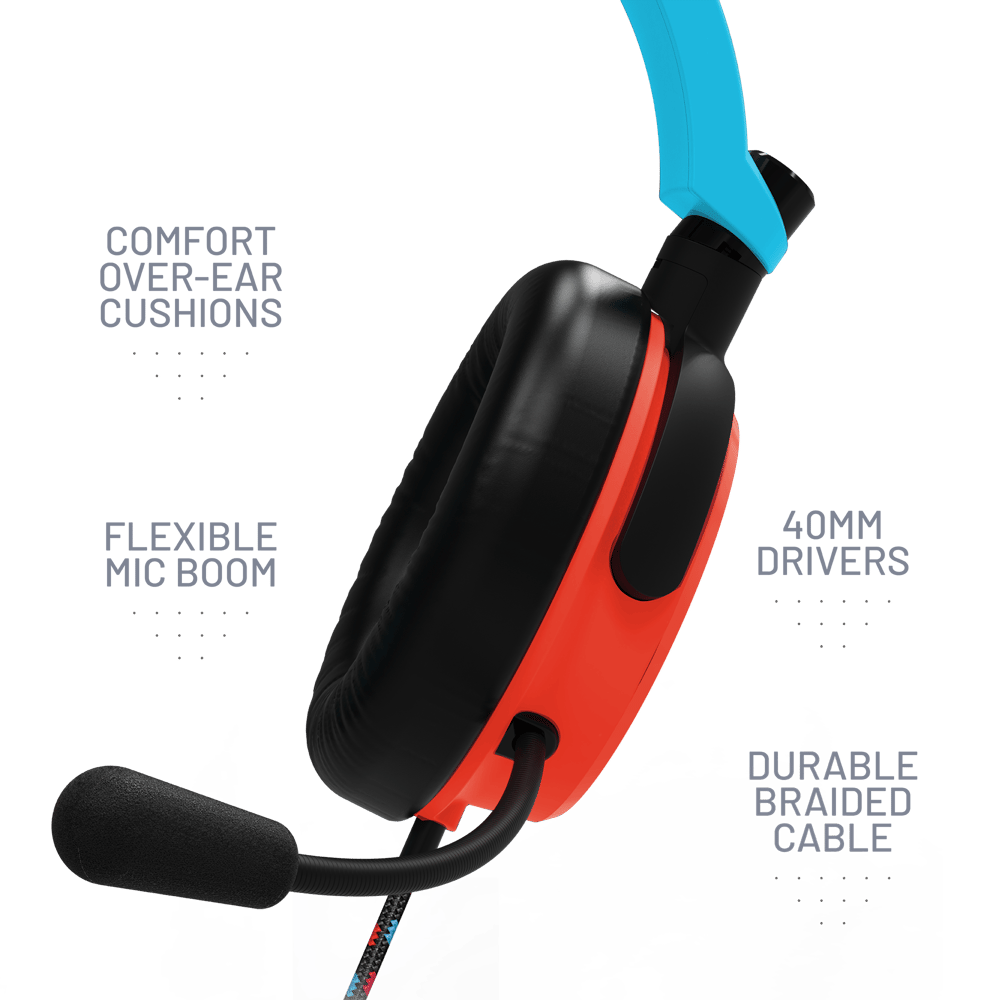 4Gamers C6-100 Gaming Headset for Switch|XBOX|PS4/PS5|PC|Neon Blue/Red  - Modern Electronics
