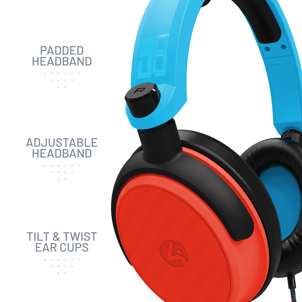 4Gamers C6-100 Gaming Headset for Switch|XBOX|PS4/PS5|PC|Neon Blue/Red  - Modern Electronics