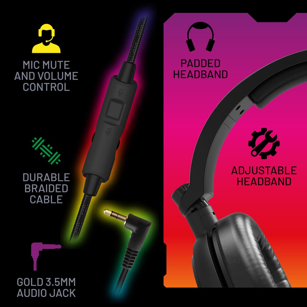 4GAMERS C6 100 LED Gaming Headset |Black  - Modern Electronics