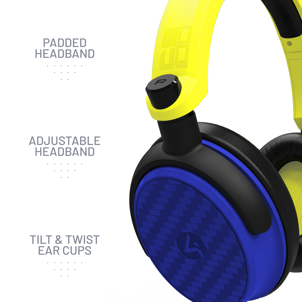 4Gamers C6-100 Gaming Headset for Switch, XBOX, PS4/PS5, PC - Neon Yellow/Blue - Modern Electronics