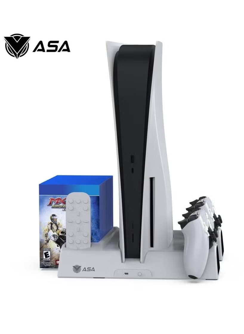 ASA PS5 Stand with 2 Cooling Fans | Dual Fast Charging Station for PS5 Console with Game Storage PS5 Accessories Vertical Stand - Modern Electronics