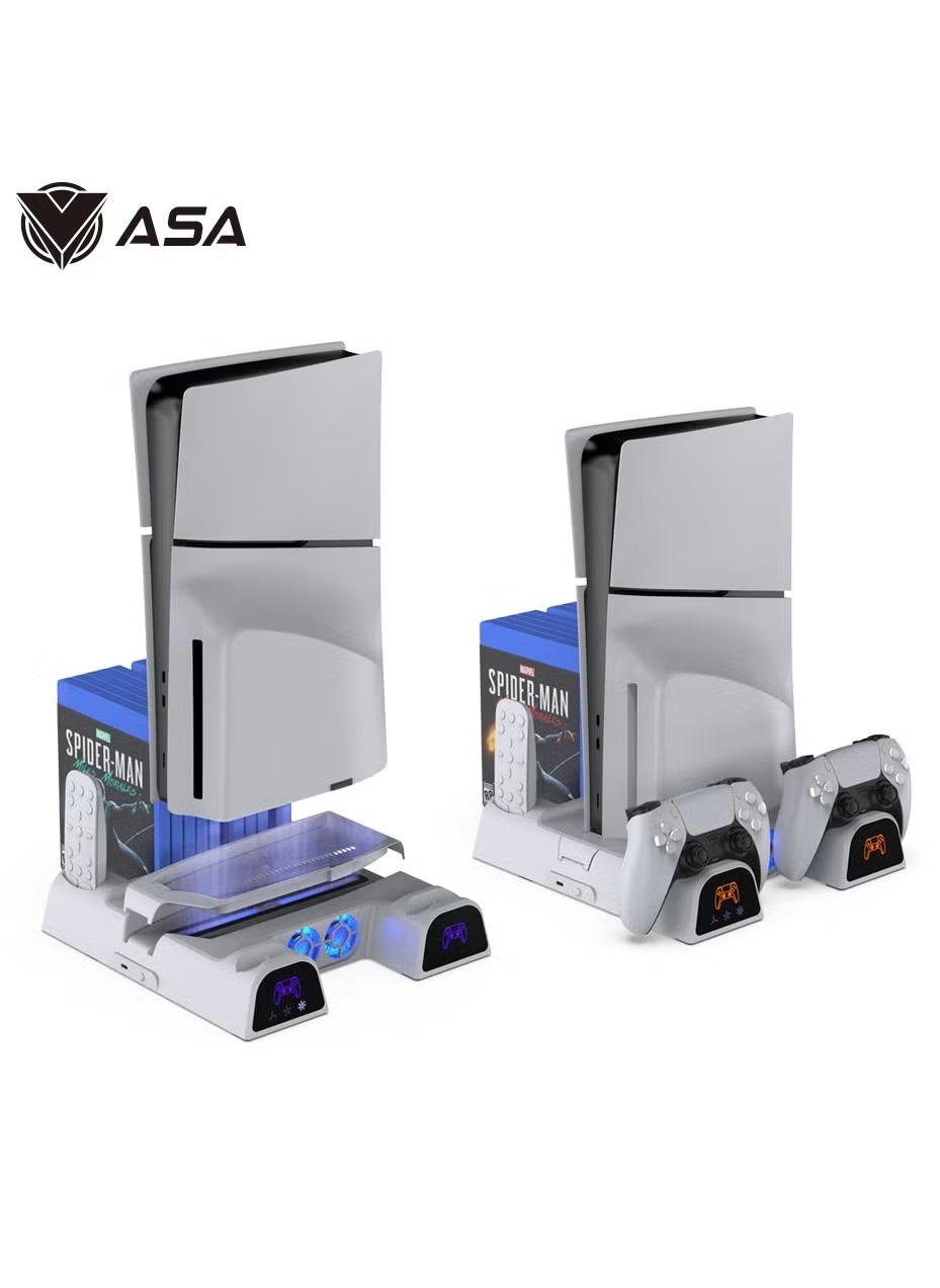 ASA PS5 Stand with 2 Cooling Fans | Dual Fast Charging Station for PS5 Console with Game Storage PS5 Accessories Vertical Stand - Modern Electronics