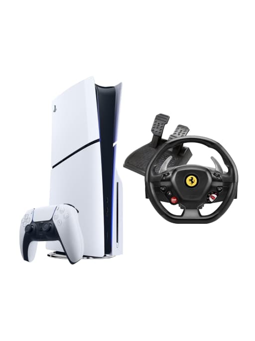 PlayStation 5 Slim Bluray Disc Console bundle with Thrustmaster T80 Ferrari 488 Gtb Edition Racing Wheel - Modern Electronics