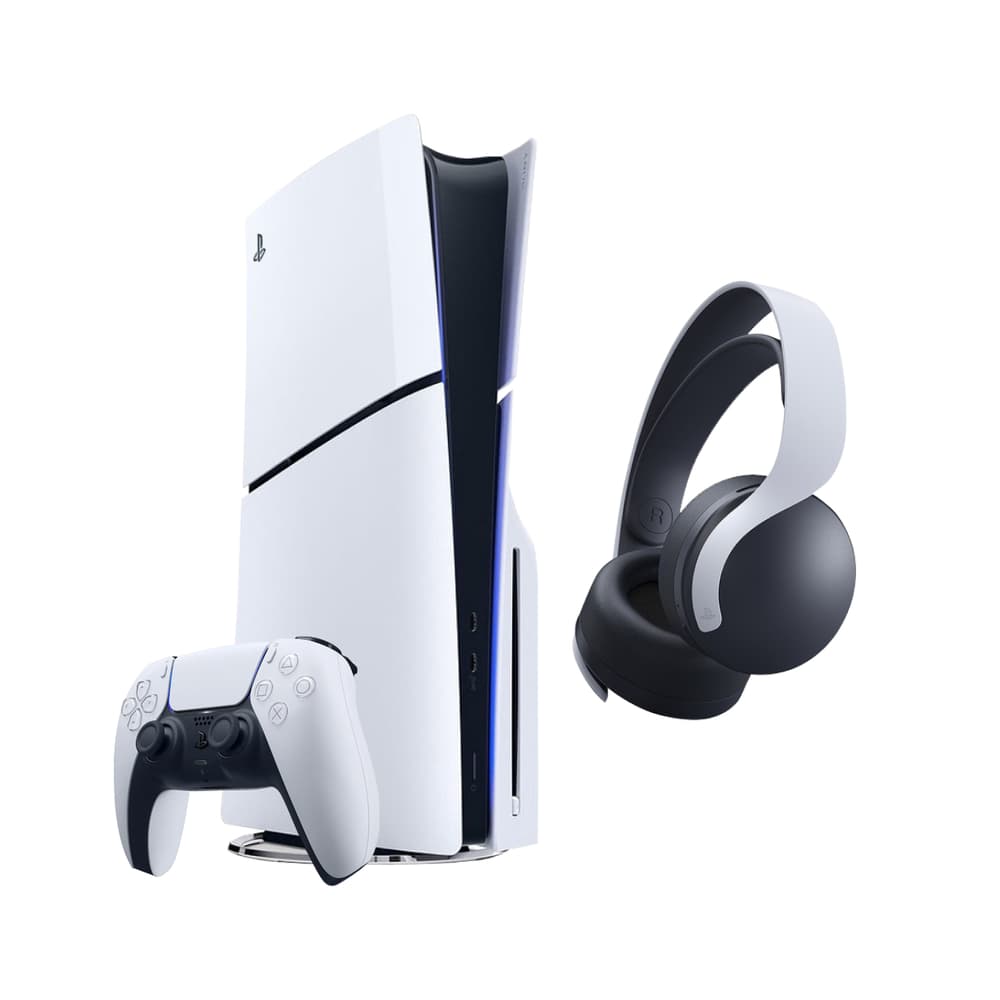 PlayStation 5 Slim Bluray Disc Console bundle with Pulse 3D wireless Headset - White - Modern Electronics