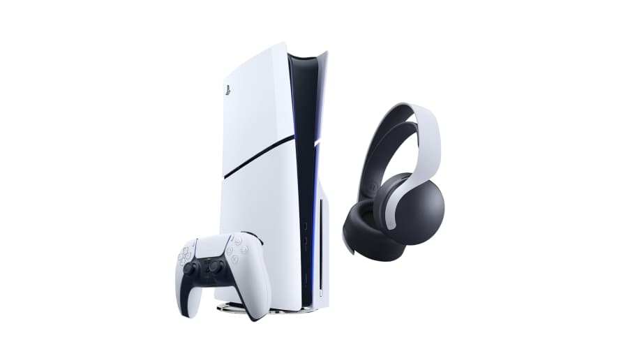 PlayStation 5 Slim Bluray Disc Console bundle with Pulse 3D wireless Headset - White - Modern Electronics