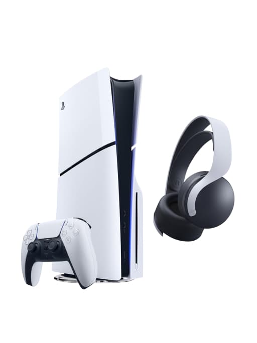 PlayStation 5 Slim Bluray Disc Console bundle with Pulse 3D wireless Headset - White - Modern Electronics