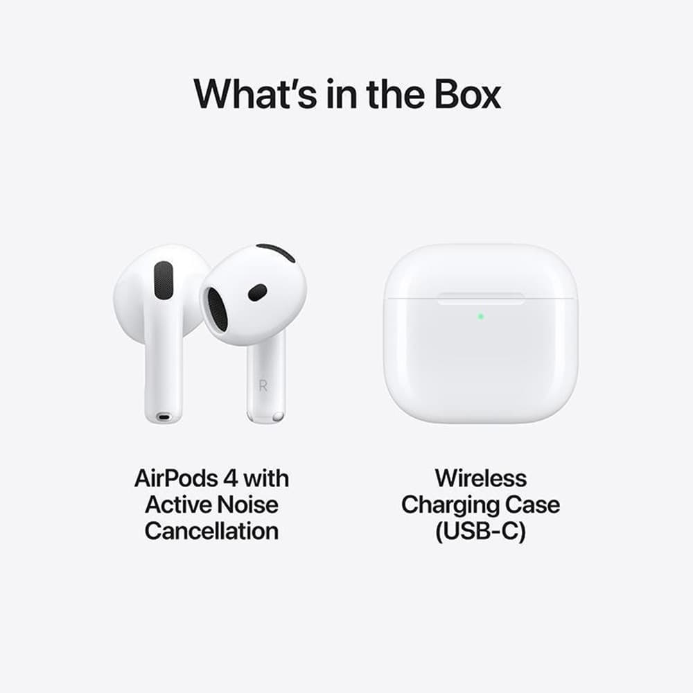 Apple AirPods 4 Wireless Earbuds, Bluetooth Headphones, with Active Noise Cancellation, Adaptive Audio, Transparency Mode, Personalized Spatial Audio, USBC Charging Case, Wireless Charging, H2 Chip - Modern Electronics