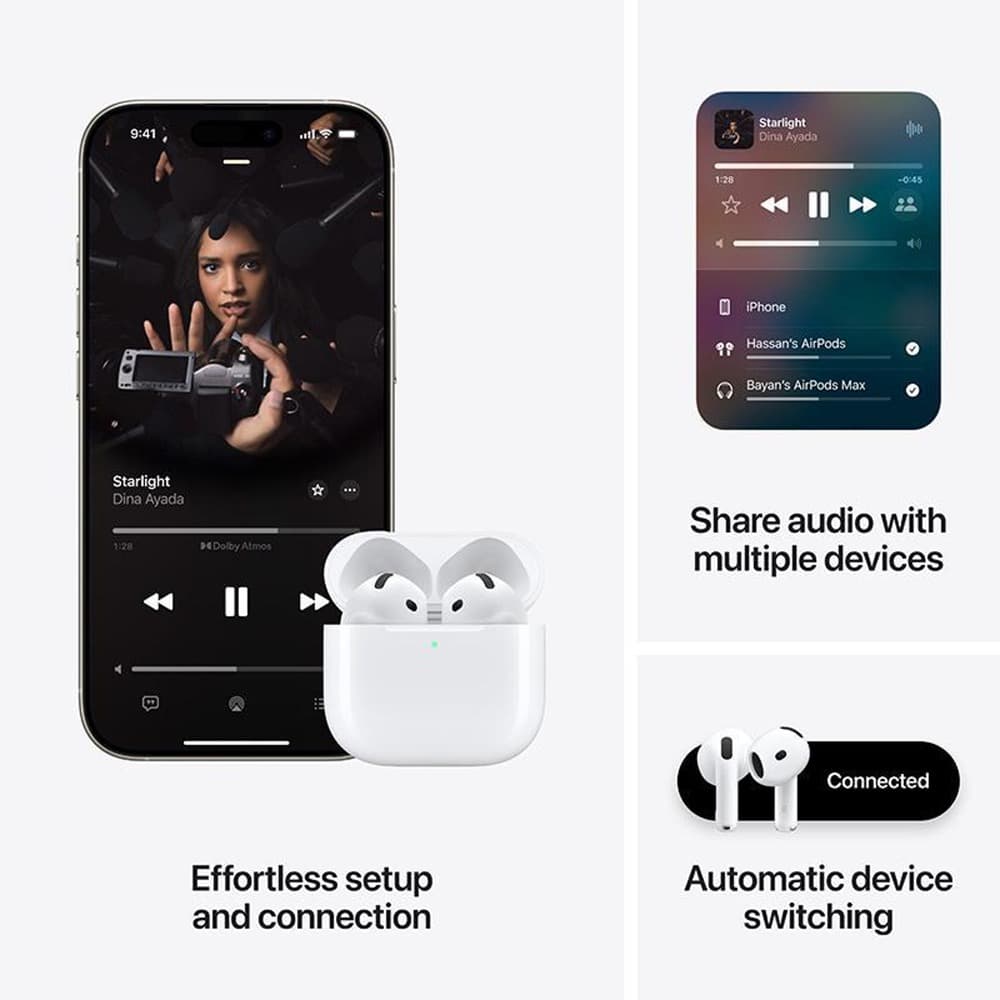 Apple AirPods 4 Wireless Earbuds, Bluetooth Headphones, with Active Noise Cancellation, Adaptive Audio, Transparency Mode, Personalized Spatial Audio, USBC Charging Case, Wireless Charging, H2 Chip - Modern Electronics