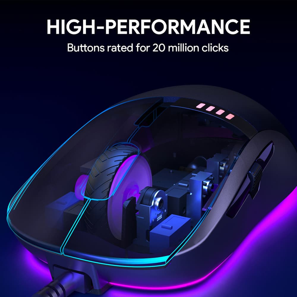 Aukey 10000 DPI Knight RGB Wired Gaming Mouse Black - Modern Electronics